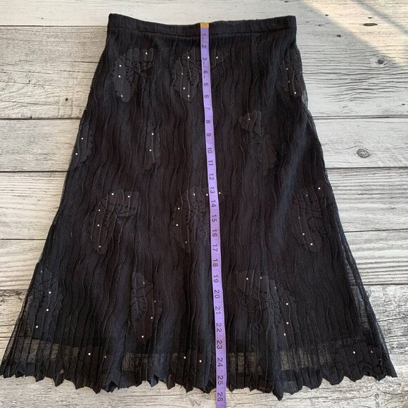 Joseph Ribkoff Vintage Union Made Floral Sheer Mesh Rhinestone Embellished Skirt - Picture 12 of 12
